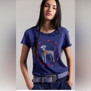 We The Free Fur Friend Tee. Color Navy Blue.